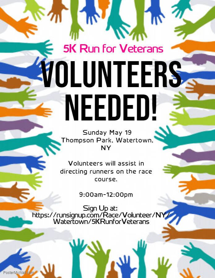 Evans Mills 5k Run for Veterans 2019 Flyer for Volunteers